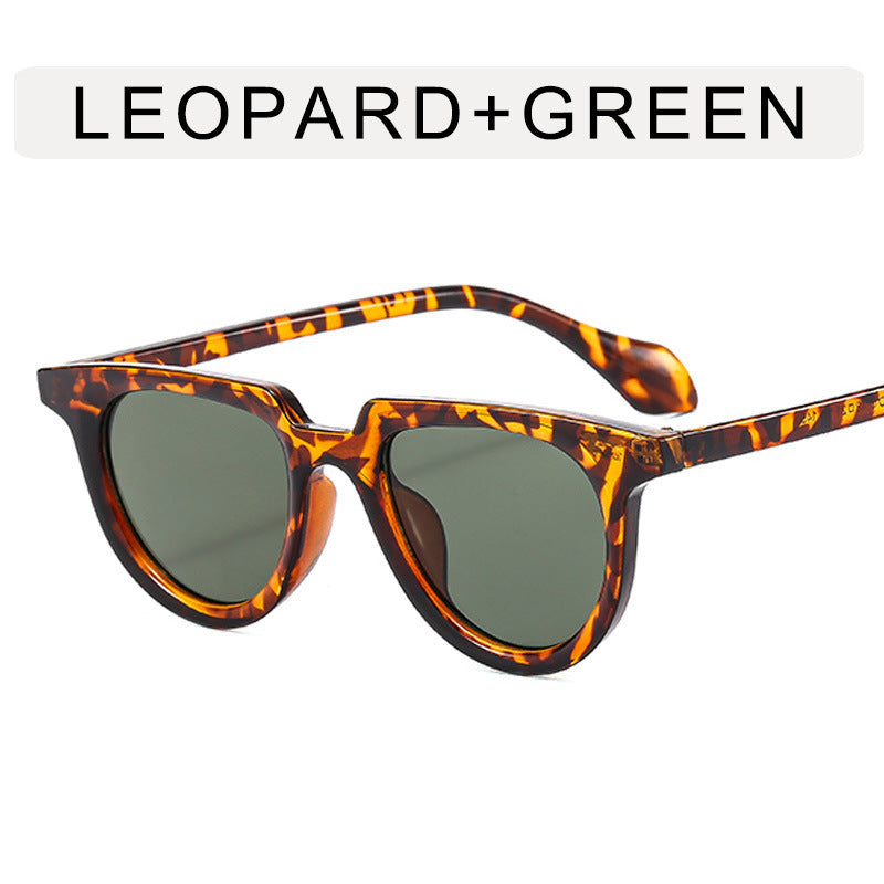Venta al por mayor, medio marco ovalado, retro, ojo de gato, PC, gafas de sol para mujer